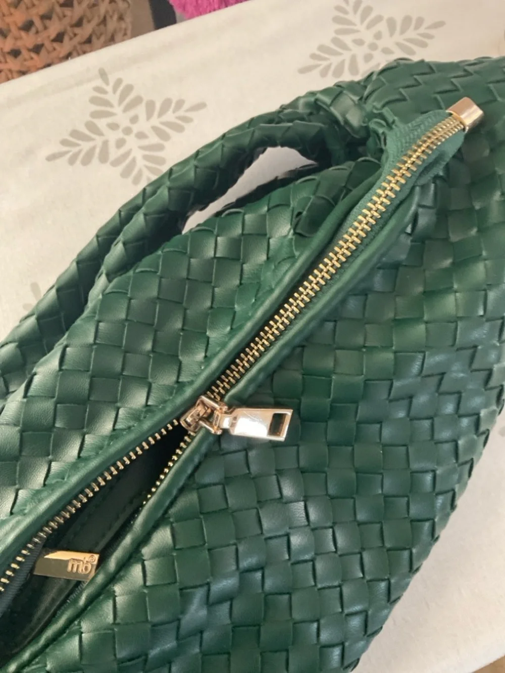 Melie Bianco Emerald Green Woven Hobo Shoulder Bag